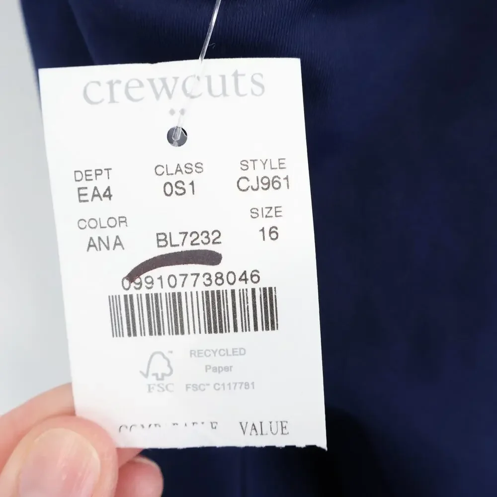 NWT J.Crew Crewcuts Girls' Cross-Back Active Dress Antique Navy Blue Size 16